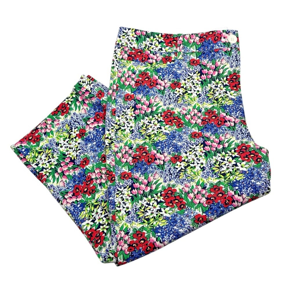 Talbots Women's Perfect Skimmer Slim Leg‎ Cropped Pants, Floral Print, Size 14P